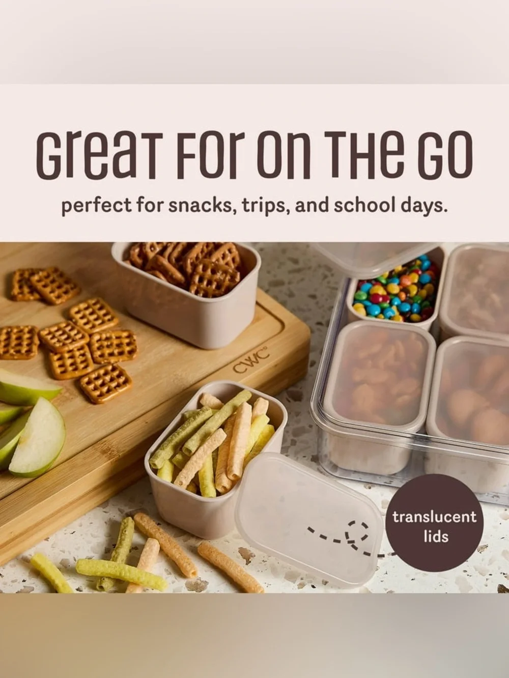 CVC COOK W COLOR Taupe Snack Box - 8-Compartment On-the-Go Storage NEW
